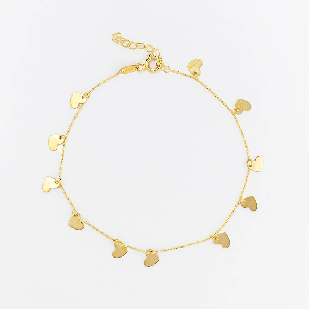 Dangling Heart Bracelet in 10K Yellow Gold