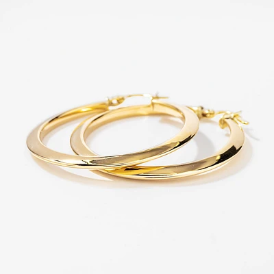 Knife Edge Hoop Earrings in 10K Yellow Gold