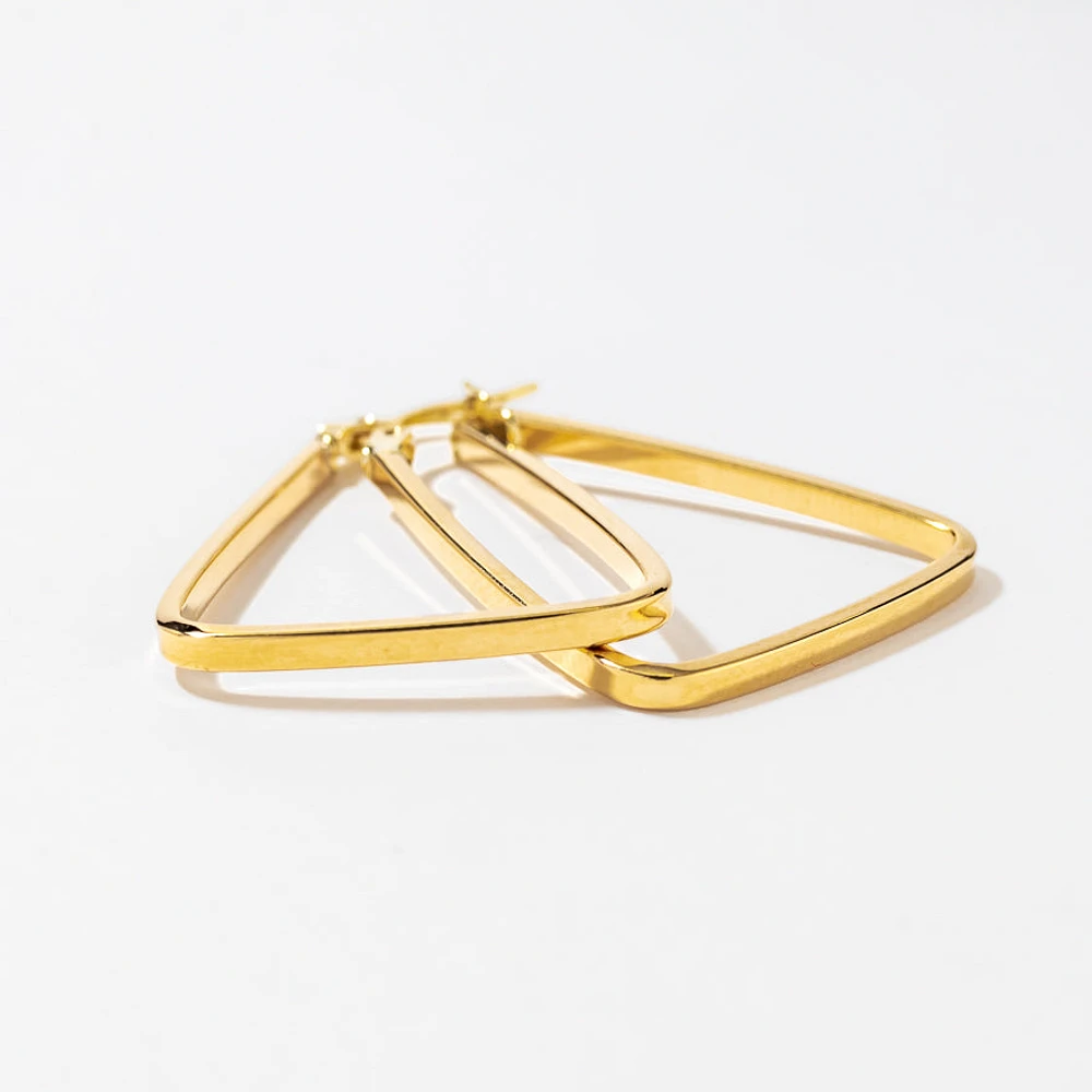 Triangle Hoop Earrings in 10K Yellow Gold