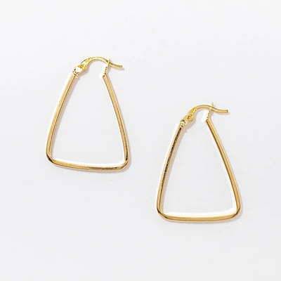Triangle Hoop Earrings in 10K Yellow Gold