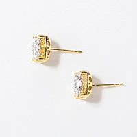 Diamond Cluster Stud Earrings in 14K Yellow and White Gold (1.00 ct tw