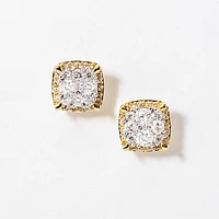 Diamond Cluster Stud Earrings in 14K Yellow and White Gold (1.00 ct tw