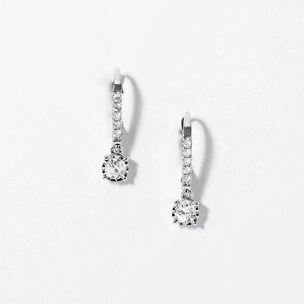 Diamond Cluster Earrings in 10K White Gold (0.50 ct tw)