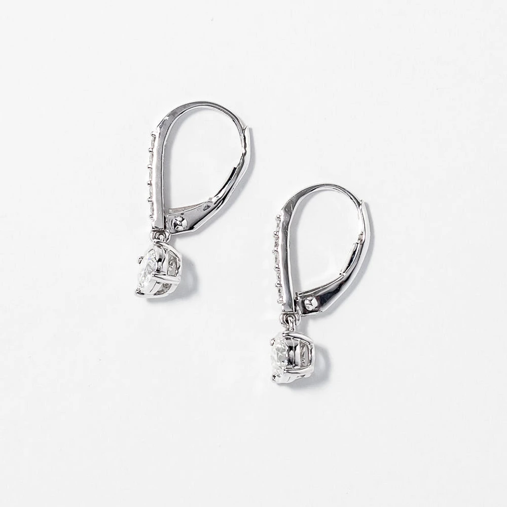 Diamond Cluster Earrings in 10K White Gold (0.50 ct tw)
