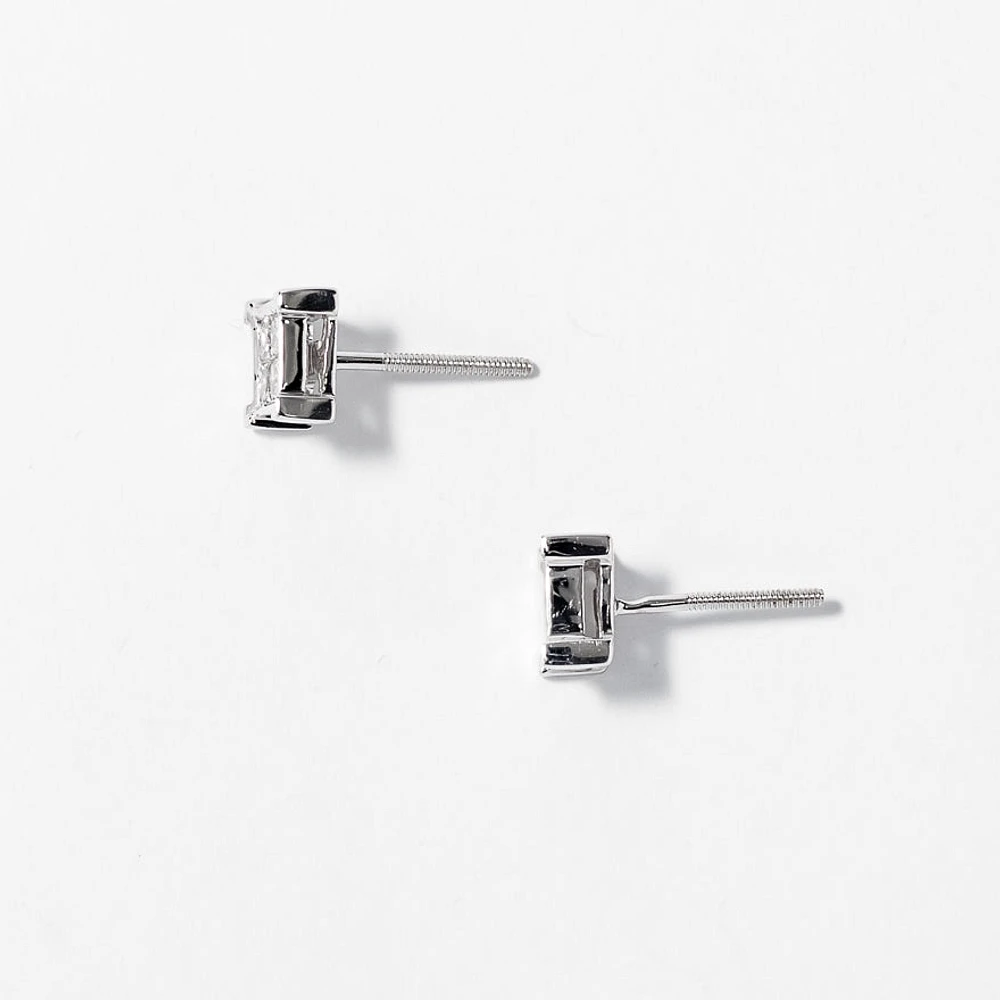Princess Cut Diamond Cluster Stud Earrings in 14K White Gold (0.50 ct