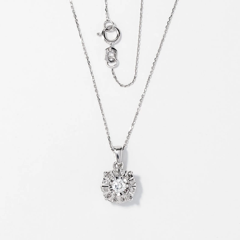 Diamond Cluster Necklace in 10K White Gold (0.25 ct tw)