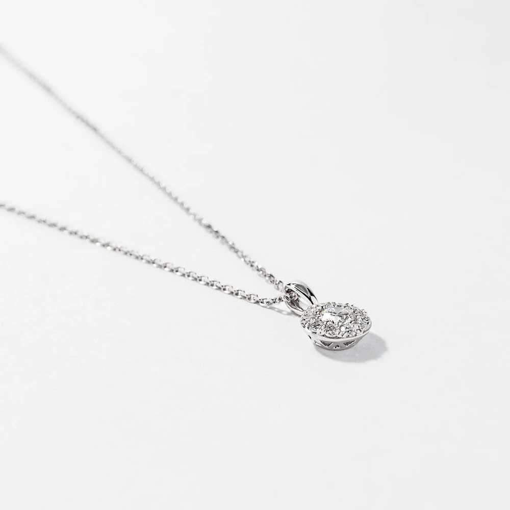 Diamond Cluster Necklace in 14K White Gold (0.40 ct wt)
