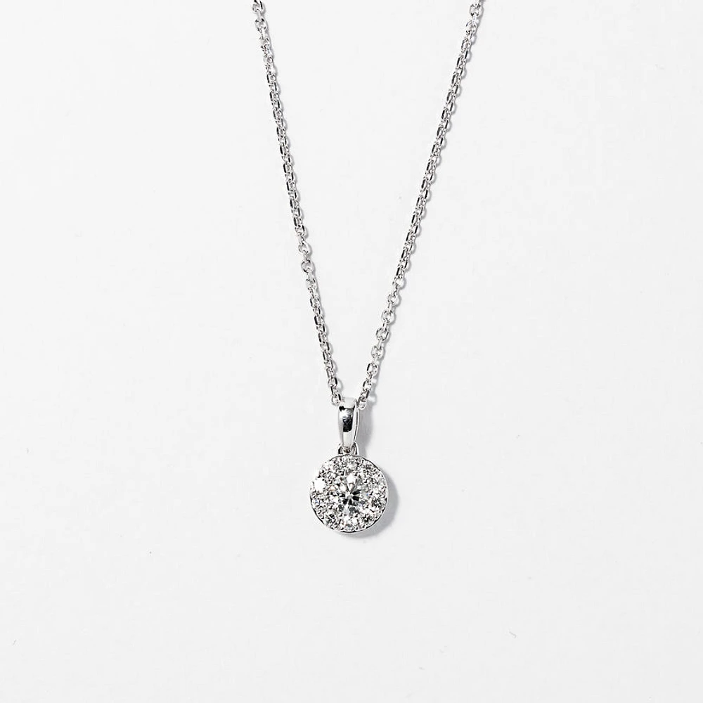 Diamond Cluster Necklace in 14K White Gold (0.40 ct wt)