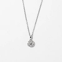 Diamond Cluster Necklace in 14K White Gold (0.40 ct wt)