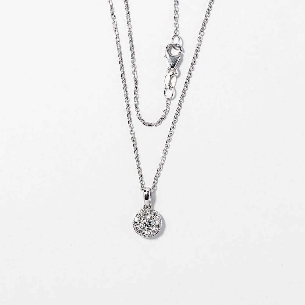 Diamond Cluster Necklace in 14K White Gold (0.40 ct wt)