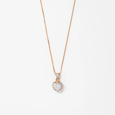 Diamond Cluster Necklace in 10K Rose Gold (0.25 ct tw)