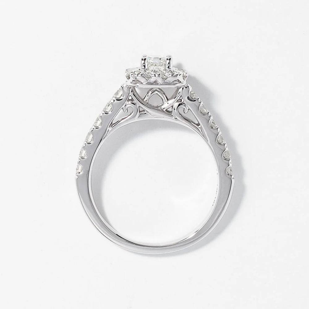 Emerald Diamond Engagement Ring 14K White Gold (1.50 ct tw)