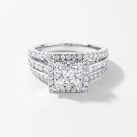 Diamond Cluster Ring 14K White Gold (1.50 ct tw)