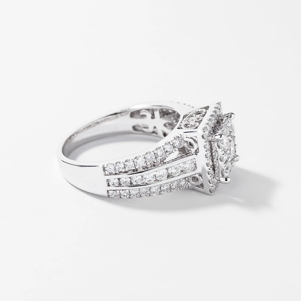 Diamond Cluster Ring 14K White Gold (1.50 ct tw)