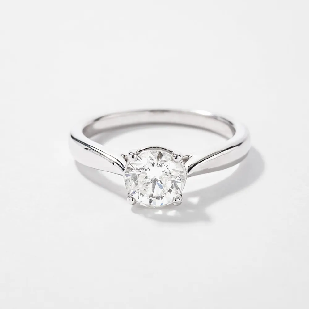 Canadian Diamond Solitaire Engagement Ring 14K White Gold (1.00 ct