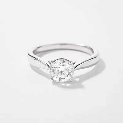 Canadian Diamond Solitaire Engagement Ring 14K White Gold (1.00 ct