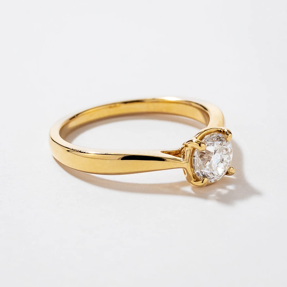 Canadian Diamond Solitaire Engagement Ring 14K Yellow Gold