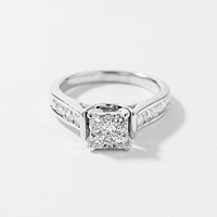 Diamond Cluster Ring 14K White Gold (0.76 ct wt)