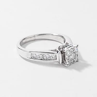 Diamond Cluster Ring 14K White Gold (0.76 ct wt)