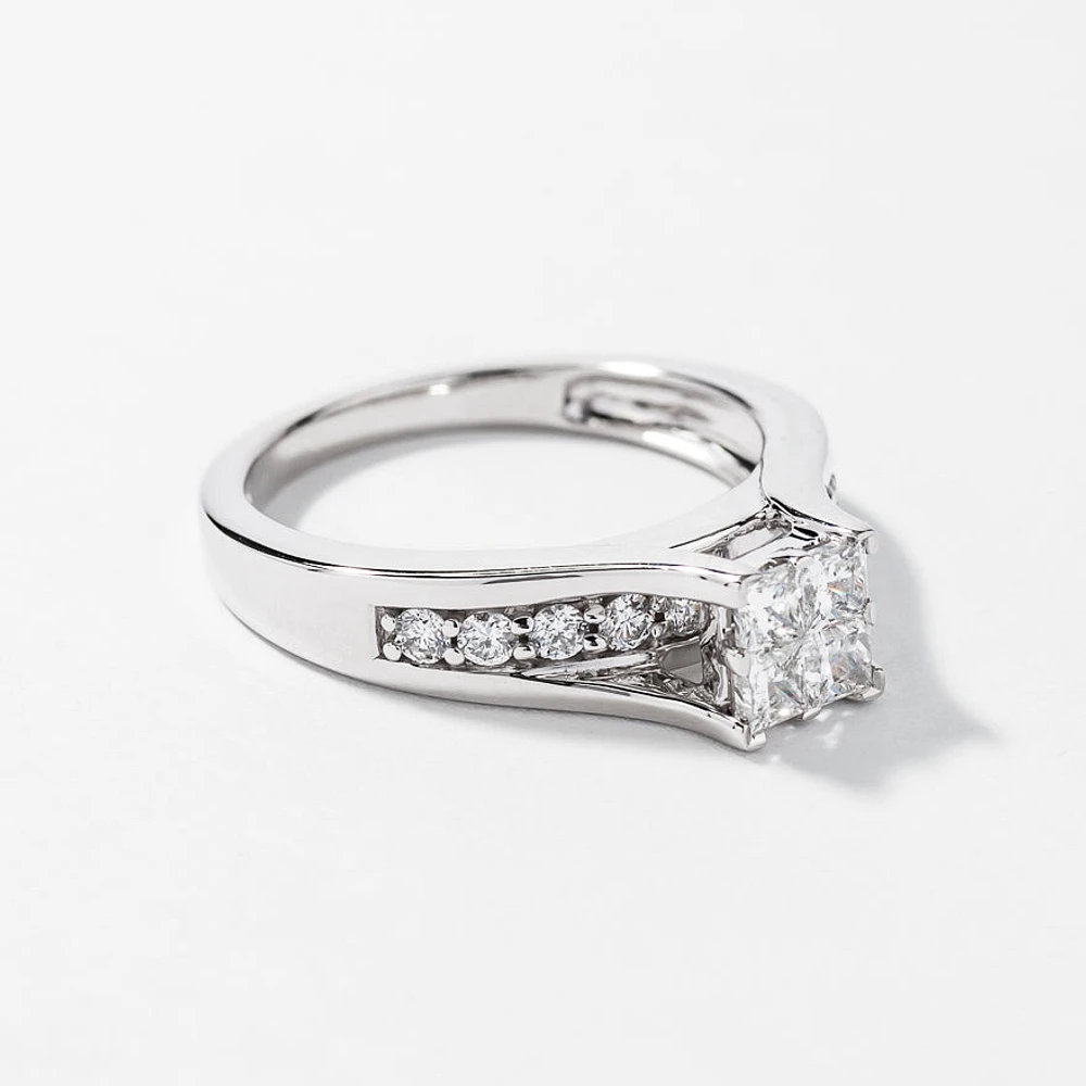 Princess Cut Diamond Engagement Ring in 14K White Gold (0.79 ct tw)