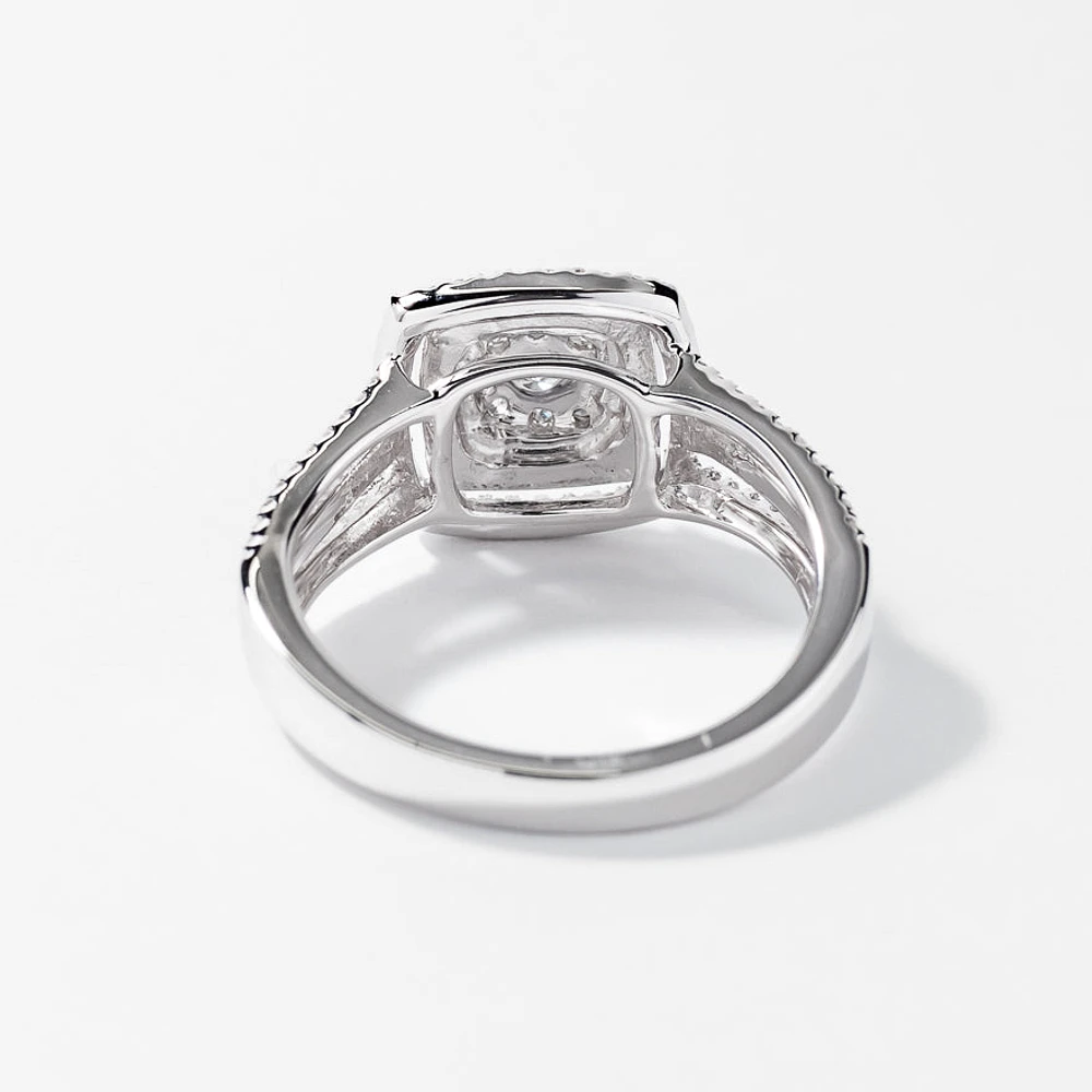 Diamond Cluster Ring 14K White Gold (0.75 ct tw)