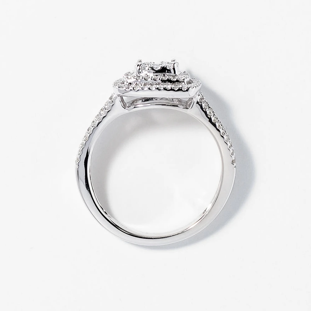 Diamond Cluster Ring 14K White Gold (0.75 ct tw)