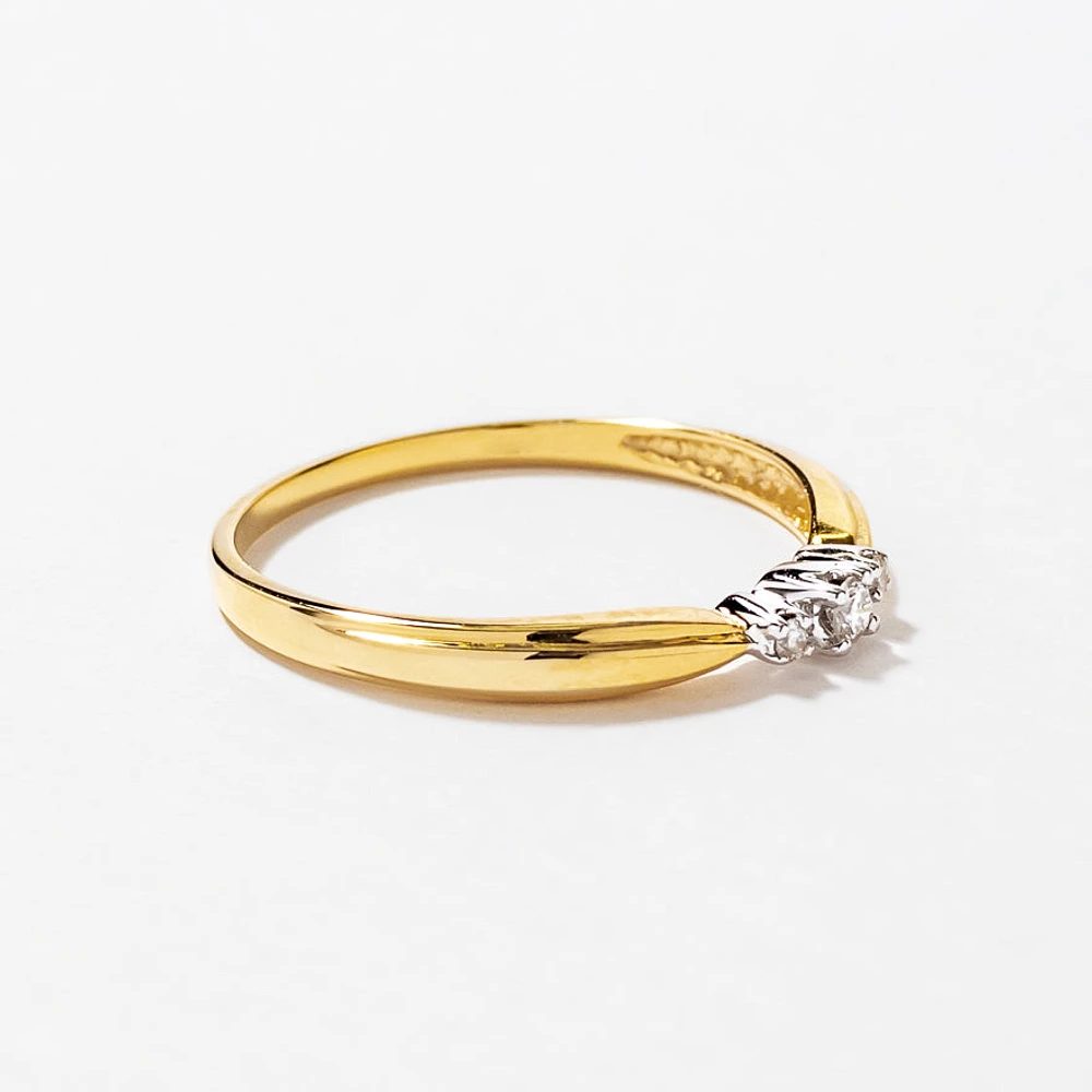 Three-Stone Diamond Promise Ring 10K White and Yellow Gold (0.04ct