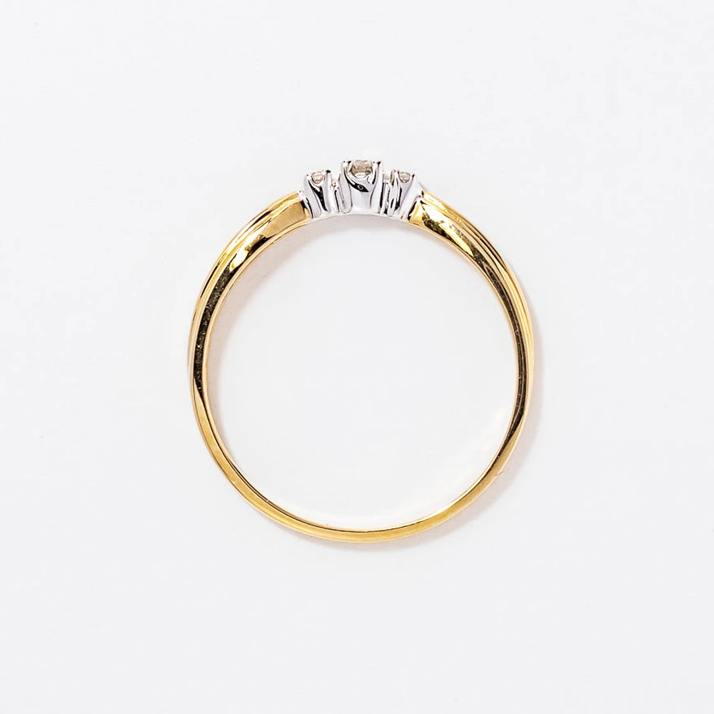 Three-Stone Diamond Promise Ring 10K White and Yellow Gold (0.04ct