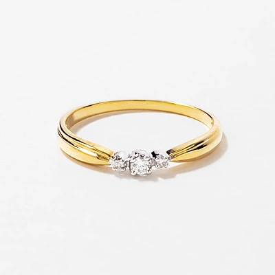 Three-Stone Diamond Promise Ring 10K White and Yellow Gold (0.04ct