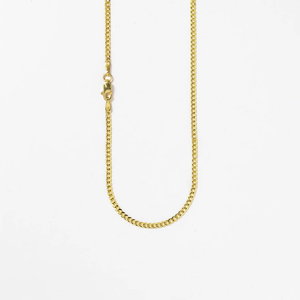 2mm Curb Chain in 10K Italian Yellow Gold (20")