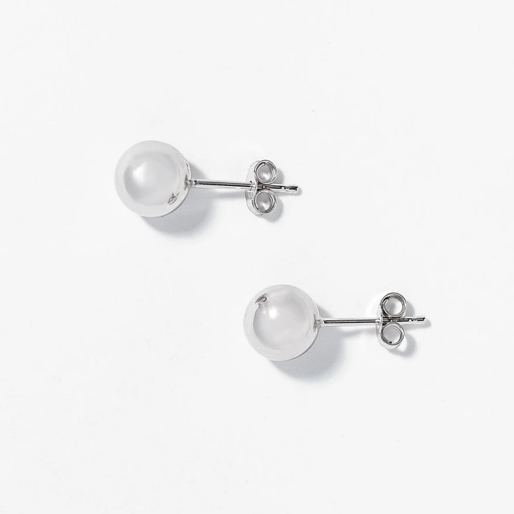 Ball Stud Earrings in 10K White Gold
