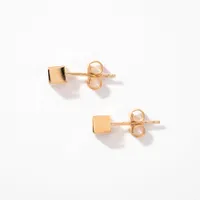 Cube Stud Earrings in 14K Yellow Gold