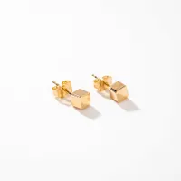 Cube Stud Earrings in 14K Yellow Gold