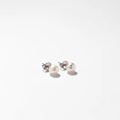 6-6.5mm Pearl Stud Earrings in 14K White Gold