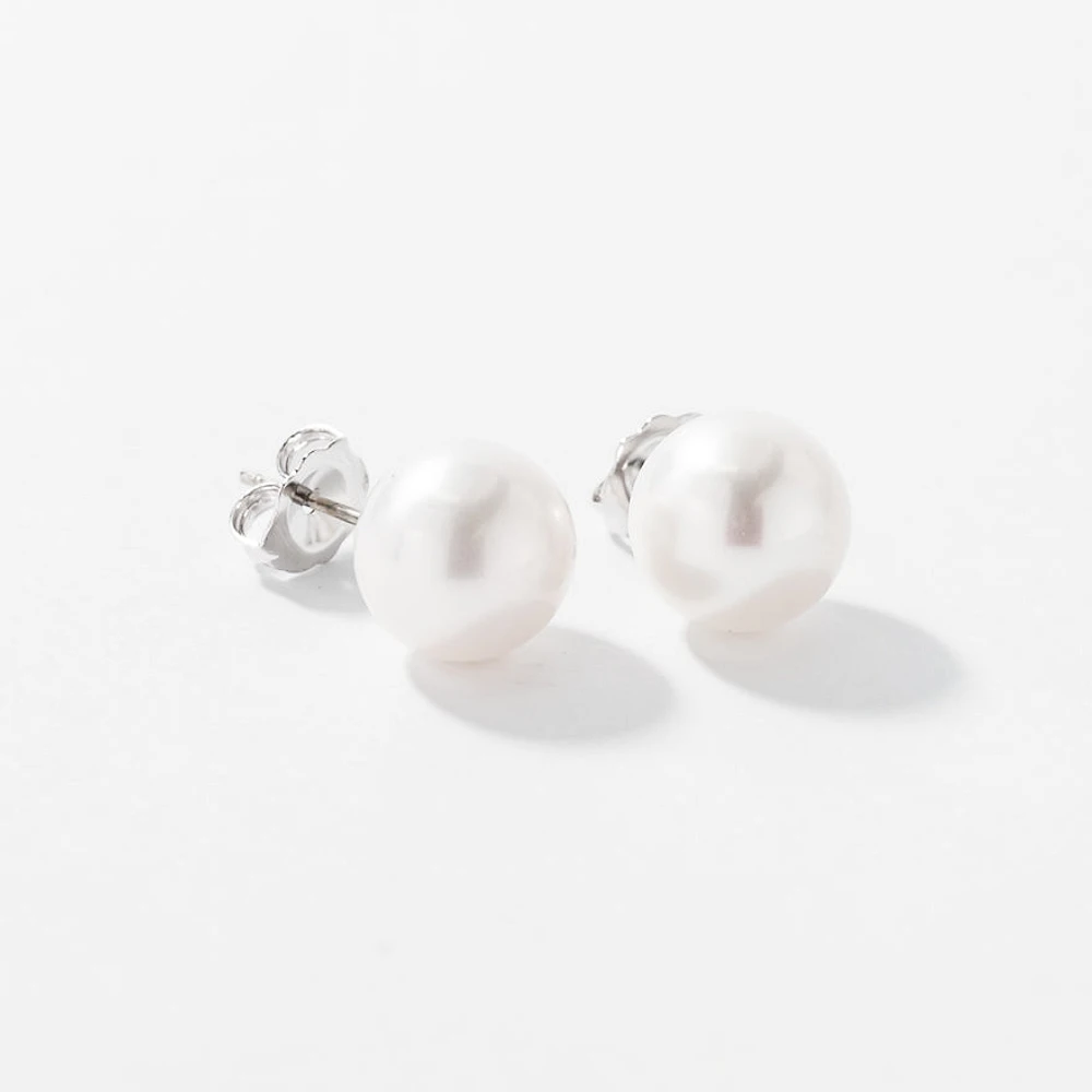 8.5-9mm Pearl Stud Earrings in 14K White Gold