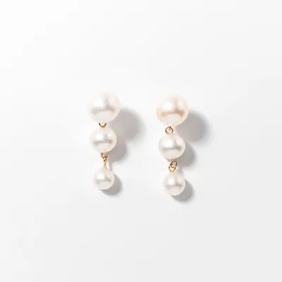 Pearl Drop Earrings in 14K Yellow Gold