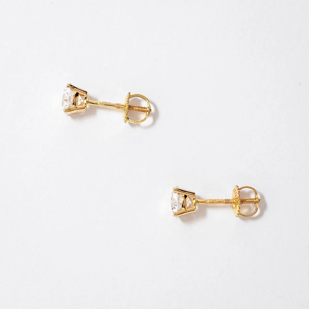 Lab Grown Diamond Stud Earrings in 14K Yellow Gold (1.00 ct tw)