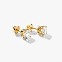 Lab Grown Round Cut Diamond Stud Earrings in 14K Yellow Gold ( ct