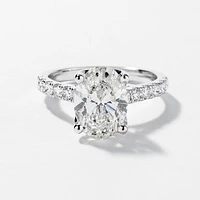 Lab Grown Oval Cut Diamond Engagement Ring 14K White Gold (3.50 ct