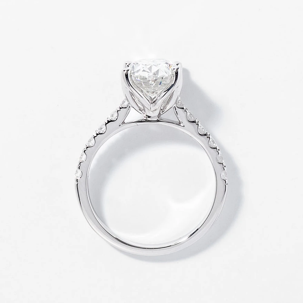 Lab Grown Oval Cut Diamond Engagement Ring 14K White Gold (3.50 ct