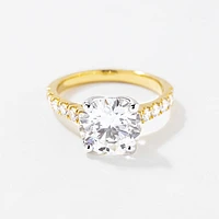 Lab Grown Round Cut Diamond Engagement Ring 14K Yellow and White Go