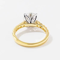 Lab Grown Round Cut Diamond Engagement Ring 14K Yellow and White Go