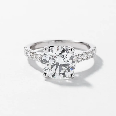 Lab Grown Round Cut Diamond Engagement Ring 14K White Gold (3.50 ct