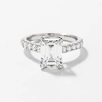 Emerald Cut Lab Grown Diamond Engagement Ring 14K White Gold (3.50