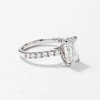 Emerald Cut Lab Grown Diamond Engagement Ring 14K White Gold (3.50