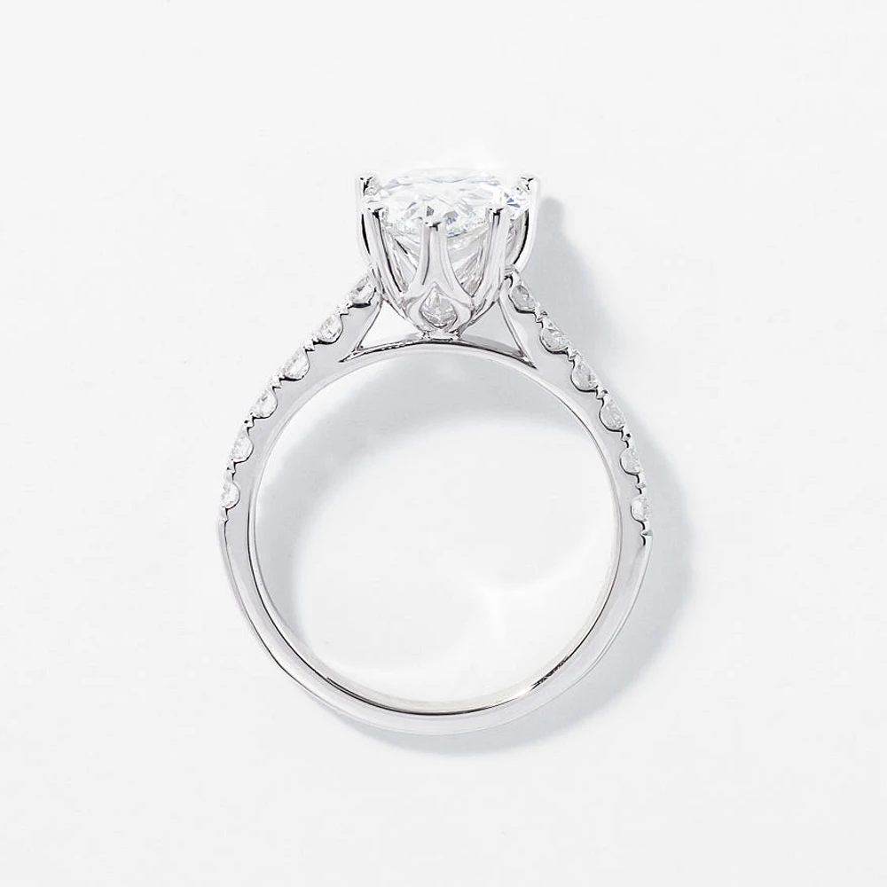 Lab Grown Pear Cut Diamond Engagement Ring in 14K White Gold (3.50 ct