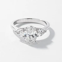 Lab Grown Oval Cut Diamond Engagement Ring 14K White Gold (2.10 ct