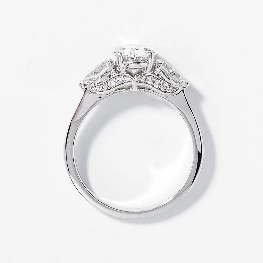 Lab Grown Oval Cut Diamond Engagement Ring 14K White Gold (2.10 ct
