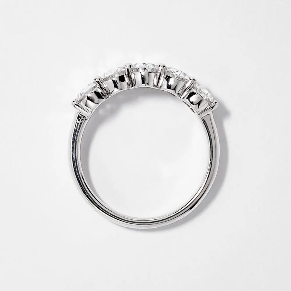 Five Stone Oval Lab Grown Diamond Anniversary Band 14K White Gold (