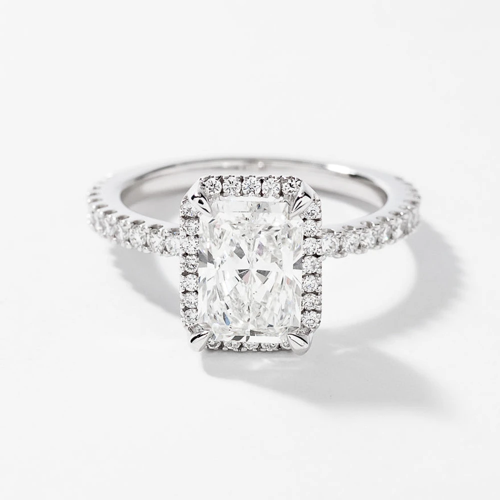 Radiant Cut Lab Grown Diamond Engagement Ring 14K White Gold (2.52